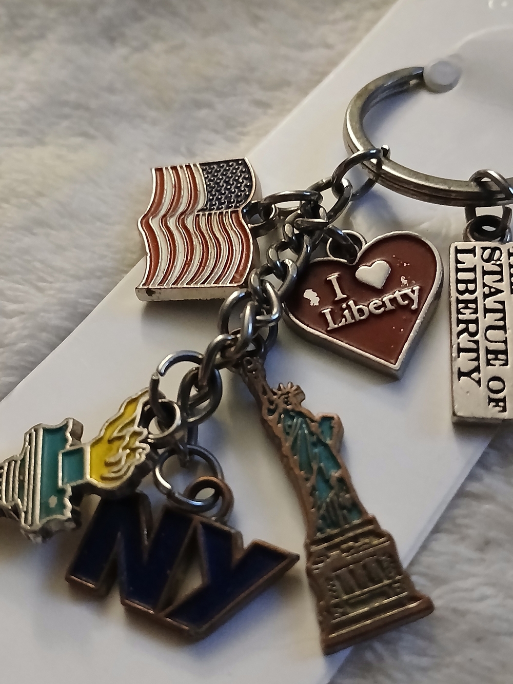 💥 Liberty, USA, FLAG, NY [New York] Keychain with Multiple Charms